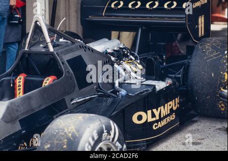 Archivbild: Britischer Grand Prix bei Brands Hatch 1985 ?. Lotus-Renault von Ayrton Senna. Stockfoto