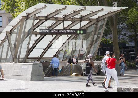 #4&5 U-Bahn-Station bei Bowling Green an der Südspitze von Manhattan, New York City. Stockfoto