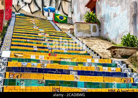 Selaron Steps, ein Wahrzeichen in Rio de Janeiro, Brasilien Stockfoto