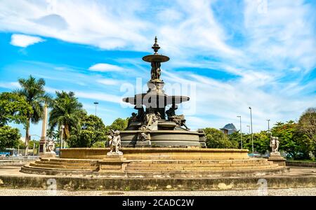 Brunnen auf dem Gandhi Platz in Rio de Janeiro, Brasilien Stockfoto