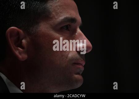 Washington, Usa. August 2020. Der amtierende Minister für Heimatschutz, Chad Wolf, bezeugt den Einsatz von Bundesagenten bei Protesten in Portland während einer Anhörung des Ausschusses für Heimatschutz und Regierungsangelegenheiten des Senats am 6. August 2020 in Washington, DC Foto von Toni Sandys/UPI Quelle: UPI/Alamy Live News Stockfoto