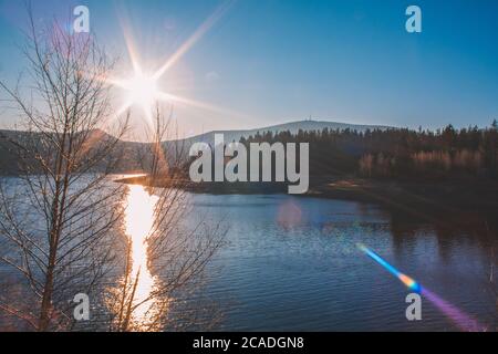 Blick auf den Eckerstausee, einem See im Nationalpark Harz, Deutschland Stockfoto