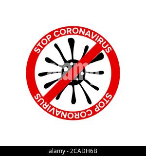 Coronavirus-Symbol mit rotem Verbotssymbol. Vektorgrafik Stock Vektor