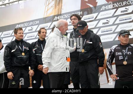 VENEDIG, ITALIEN - MAI 20: Die Siegerteams der Venice 2012 - America's Cup World Series am 20. Mai 2012 in Venedig, Italien Stockfoto