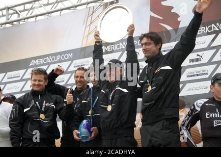 VENEDIG, ITALIEN - MAI 20: Die Siegerteams der Venice 2012 - America's Cup World Series am 20. Mai 2012 in Venedig, Italien Stockfoto