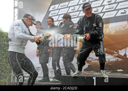 VENEDIG, ITALIEN - MAI 20: Die Siegerteams der Venice 2012 - America's Cup World Series am 20. Mai 2012 in Venedig, Italien Stockfoto