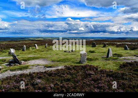 Die zwölf Apostel auf Ilkley Moor. Stockfoto