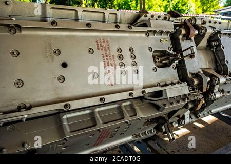 POLTAVA, UKRAINE - 19. OKTOBER 2019: Raketensystem der Lavaliere der Raketen. Überschall-Bomber-Raketenträger TU-160. Museumsstrateg Stockfoto