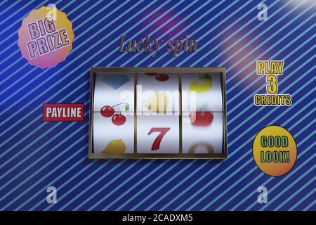 Spielautomat dreht sich mit Bewegungsunschärfe. 3d-Illustration. Stockfoto