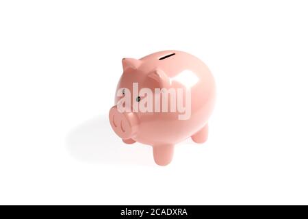 Sparschwein isoliert auf weißem Hintergrund. Sparkonzept. 3d-Illustration. Stockfoto