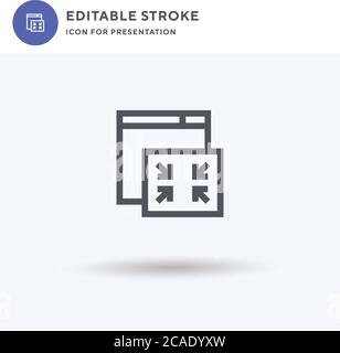 Symbolvektor minimieren, gefülltes flaches Zeichen, solides Piktogramm isoliert auf weiß, Logo-Illustration. Symbol für Präsentation minimieren. Stock Vektor