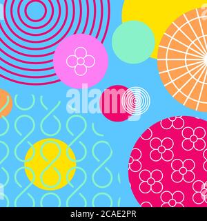 Bunte geometrische Elemente. Memphis Hintergrund. Modernes abstraktes Design Poster, Cover, Kartendesign Vektor-Illustration. Stock Vektor