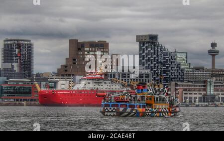 RRS Sir David Attenborough überquert zum ersten Mal den Fluss Mersey und liegt am Kreuzfahrtterminal Kredit Ian Fairbrother / Alamy Stock Photos Stockfoto