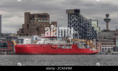 RRS Sir David Attenborough überquert zum ersten Mal den Fluss Mersey und liegt am Kreuzfahrtterminal Kredit Ian Fairbrother / Alamy Stock Photos Stockfoto