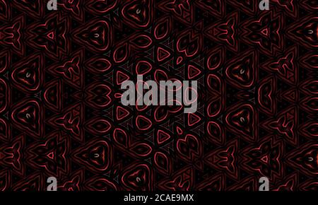 Abstrakt rot und schwarz Kaleidoskop gemusterten Hintergrund Stockfoto