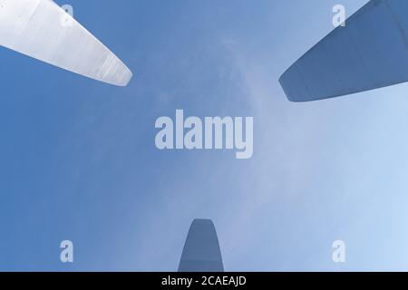 Eine nach oben gerichtete Aufnahme des Air Force Memorial in Arlington Virginia. Stockfoto