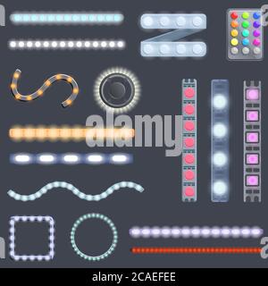 Led strip lights icons set. Cartoon set of led strip lights vector icons for web design Stock Vektor