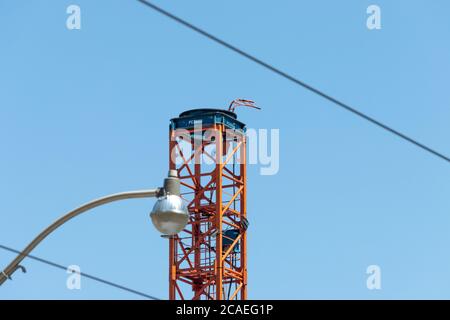 Toronto, Ontario/Kanada - August 06 2020: Crane Collapse in Dundas und River Street Stockfoto