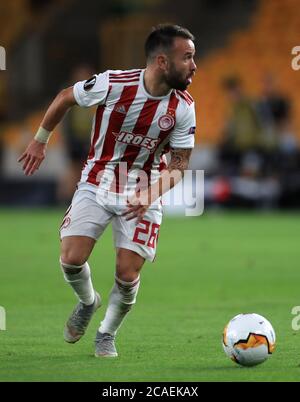 Olympiakos' Mathieu Valbuena während der UEFA Europa League Runde von 16 zweite Etappe Spiel im Molineux Stadium, Wolverhampton. Donnerstag, 6. August 2020. Siehe PA Geschichte SOCCER Wolves. Bildnachweis sollte lauten: Mike Egerton/PA Wire. Stockfoto