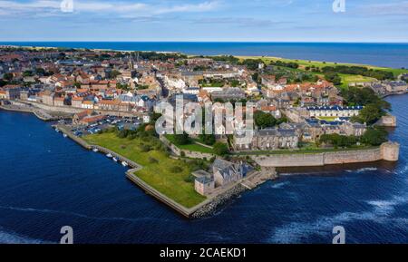 Luftaufnahme von Berwick-upon-Tweed, Northumberland, England. Stockfoto