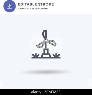 Windmühle Icon Vektor, gefüllt flache Zeichen, solide Piktogramm isoliert auf weiß, Logo-Illustration. Symbol für Windmühle zur Präsentation. Stock Vektor