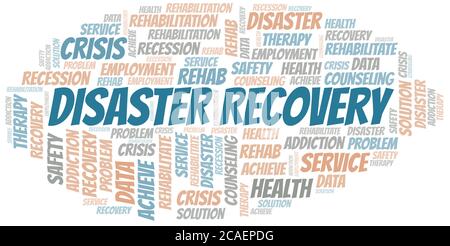 Disaster Recovery Vektor Wort Wolke, nur mit dem Text erstellt. Stock Vektor