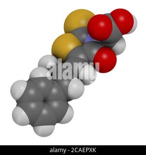 Epalrestat diabetisches neuropathy Drug Molecule (Aldose Reduktase Inhibitor). 3D-Rendering. Atome werden als Kugeln mit konventioneller codi-Farbe dargestellt Stockfoto