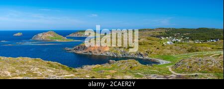 Blick auf Twillingate von einem hohen Aussichtspunkt, Twillingate, Neufundland und Labrador NL, Kanada