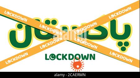 Pakistan geschrieben in urdu Kalligraphie mit Lock Down Pakistan Coronavirus Stock Vektor