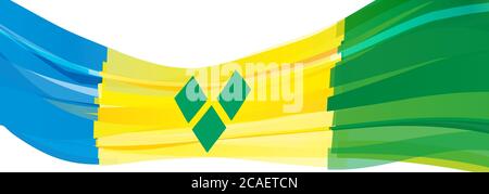 Flagge von St. Vincent und den Grenadinen, blau gelb grün Flagge von St. Vincent und den Grenadinen Stockfoto