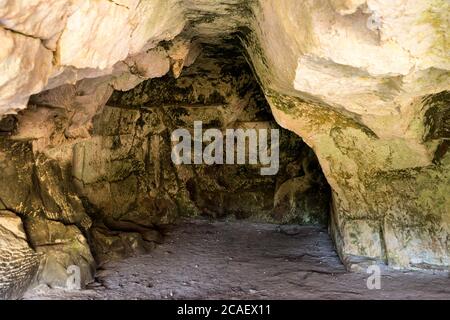 Archäologische Sehenswürdigkeiten von Latomia dell Intagliata in Palazzolo Acreide, Provinz Syrakus, Italien. Stockfoto