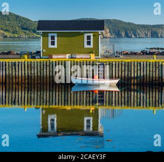 Moored Dory, Twillingate, Neufundland und Labrador NL, Kanada Stockfoto