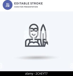 Surfer Icon Vektor, gefülltes flaches Schild, solides Piktogramm isoliert auf weiß, Logo Illustration. Surfer-Symbol für Präsentation. Stock Vektor