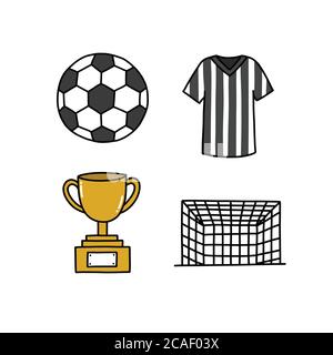 Fußball-Doodle Symbole gesetzt, Vektor-Illustration Stock Vektor