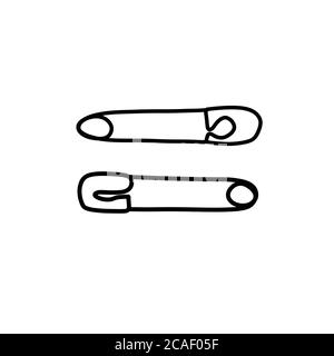 Nähen Sicherheitsnadel Doodle Symbol, Vektor-Illustration Stock Vektor