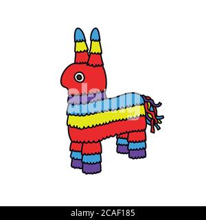 mexikanischer Esel Pinata Spielzeug Doodle Symbol, Vektor-Illustration Stock Vektor