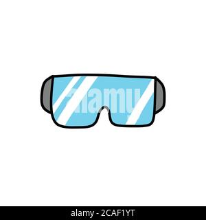 Schutzbrille Doodle Symbol, Vektor-Farbe Illustration Stock Vektor