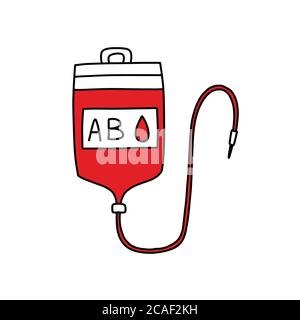 Bluttransfusionsbeutel Doodle Symbol, Vektor-Illustration Stock Vektor