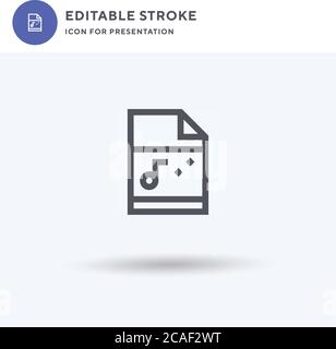 Audio-Datei Symbol Vektor, gefüllt flache Zeichen, solides Piktogramm isoliert auf weiß, Logo-Illustration. Audiodatei-Symbol für Präsentation. Stock Vektor