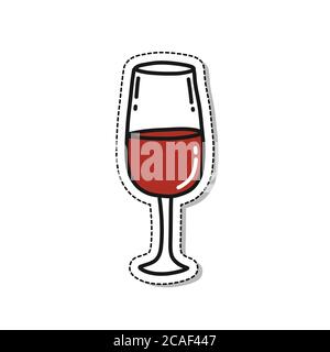 Glas Wein Doodle Symbol, Vektor-Illustration Stock Vektor