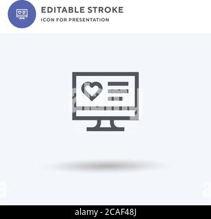 Online Dating Icon Vektor, gefülltes flaches Zeichen, solides Piktogramm isoliert auf weiß, Logo Illustration. Online-Dating-Symbol für Präsentation. Stock Vektor