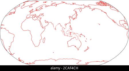 Übersichtskarte der Welt. Asien und Australien zentriert. Einfache flache Vektorgrafik. Stock Vektor