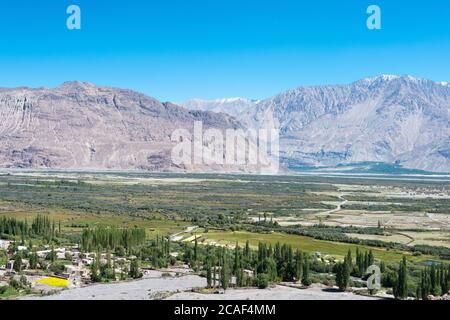 Ladakh, Indien - schöne Aussicht von Diskit Kloster in Ladakh, Jammu und Kaschmir, Indien. Stockfoto