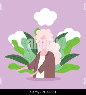 Cartoon Großmutter lange Haare alte Frau Charakter Porträt Vektor Illustration Stock Vektor