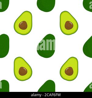 Avocado Frucht nahtloses Muster. Vektorgrafik. Stock Vektor