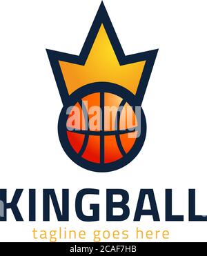 Basketball Kings Team Logo, Emblem, Designs mit Krone, Schild und Basketball-Ball auf einem hellen Hintergrund Stock Vektor