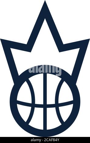 Basketball Kings Team Logo, Emblem, Designs mit Krone, Schild und Basketball-Ball auf einem hellen Hintergrund Stock Vektor