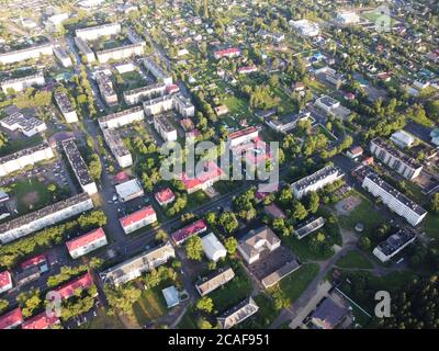 Wolosowo, Leningrader Gebiet, Russland. Luftaufnahme Stockfoto