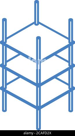 Isometrische Reparatur Konstruktion leere Regale Lagerung Arbeit Ausrüstung linearen Stil Symbol Design Vektor Illustration Stock Vektor