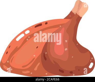 Fast Food geröstet ganze Huhn isoliert Symbol weiß Hintergrund hell Vektor-Illustration Stock Vektor